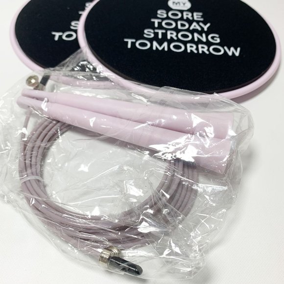 Workout set core sliders and jump rope pink purple - Picture 2 of 3